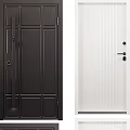 Modern Brown And White Interior Swing Doors With Vertical Stripe Design