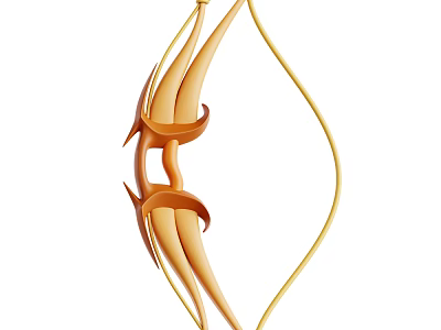 Handcrafted Bow Weapon With Golden Curved Structure And Intricate Decorative Wraps 3d model