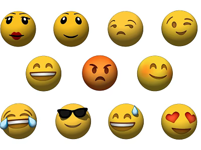 Cute Emoji Face Decorative Ornament Set With Various Expressions For Home Tabletop Decor 3d model