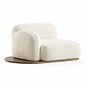 Beige Upholstered Leisure Chair with Curved Armrest Backrest and Wooden Base Modern Style