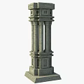 Classical Stone Column With Ornate Base Textured Surface And Architectural Details 3d model