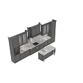 Modern Kitchen Gray Cabinets With Glass Doors Marble Countertop Drawers And Built In Coffee Maker