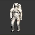 A Man In White Spacesuit Standing On Reflective Floor With Dark Background