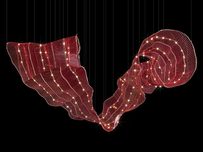 Red Wing Shaped Modern Artistic Chandelier With Illuminated LED Lights 3d model