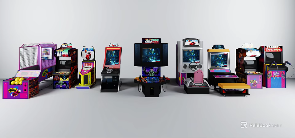 Vintage And Modern Arcade Machines Collection For Entertainment Gaming 3d model 