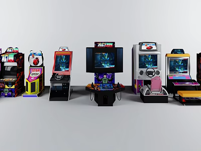 Vintage And Modern Arcade Machines Collection For Entertainment Gaming 3d model