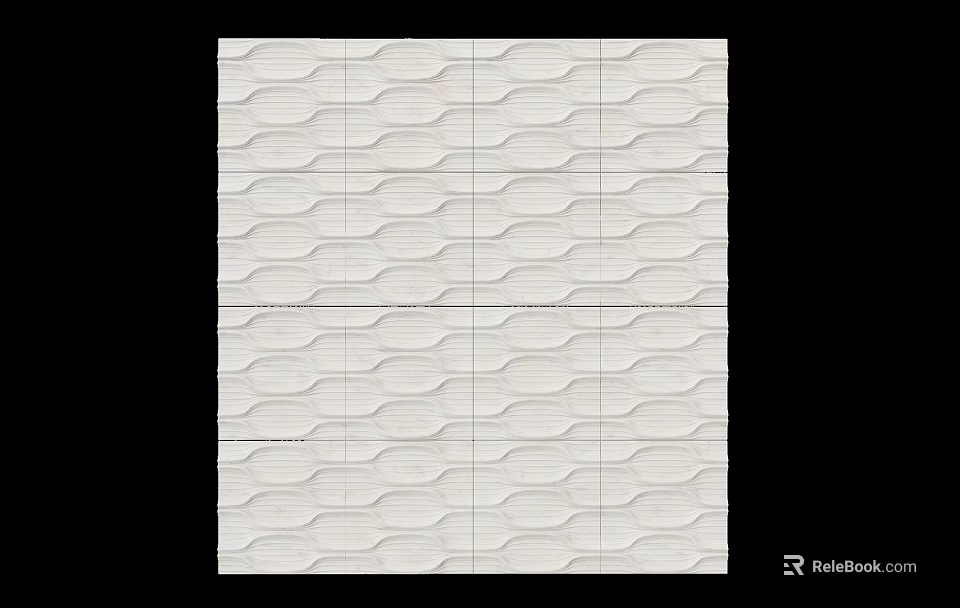 Modern Interior Wall With White Wavy Pattern Tile Design And Smooth Texture 3d model 