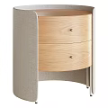 Modern Bedside Table Featuring Wooden Drawers Fabric Upholstered Sides And Metal Knobs 3d model