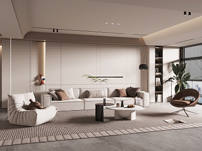 Modern Living Room Living Room Sofa Background Wall Model Wall Sofa Coffee Table Combination Floor Lamp Balcony Locker Living Room Spotlight 3d model