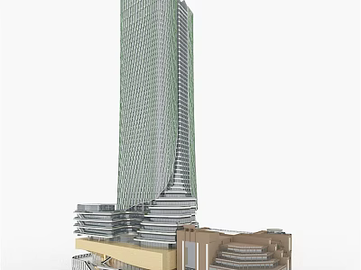 Modern High Rise Office Building With Glass Facade And Unique Architectural Design 3d model