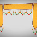 Traditional Ornate Decorative Hanging With Floral Embroidery Red Fabric And Colorful Tassels