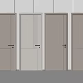 Modern Four Gray Hinged Doors With Different Handles In Minimalist Interior Design 3d model