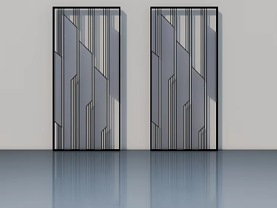 Modern Swing Doors With Geometric Patterns Glass Panels And Black Frames 3d model