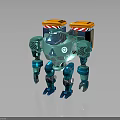 Detailed Teal Robot Design With Orange Top Parts And Mechanical Arms Legs