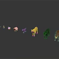Various Colorful Animal Figurines Of Different Species Arranged On Gray Surface