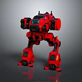 Red Four Legged Mechanical Robot Character With Green Eye And Armor 3d model
