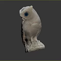 White Owl Sculpture With Blue Eyes Detailed Feathers And Reflective Dark Background
