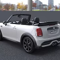 White MINI Convertible Car With Open Top Black Wheels And Front Design 3d model