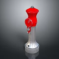 Red Fire Hydrant With Silver Base And Metallic Structure Design 3d model