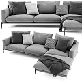 Corner Sofa Fabric Multi-person Sofa Fabric Corner Sofa Pillow 3d model