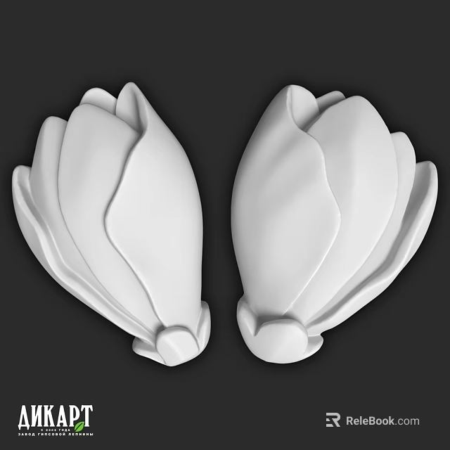 White Petal Shaped Decorative Components With Smooth Surface And Symmetric Design 3d model 