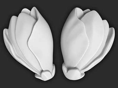 White Petal Shaped Decorative Components With Smooth Surface And Symmetric Design 3d model