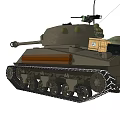 Armored Military Tank With Cannon Turret Tracks Antenna And Classic Design