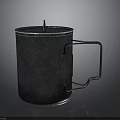 Black Metal Mug With Lid And Handle For Daily Household Use