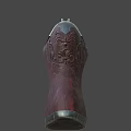 Three Barrel Revolver With Metal Body And Red Brown Wooden Grip Design