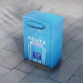 Commercial Blue Postal Equipment Postbox With 1812 Number On Gray Brick Wall Ground
