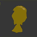 Golden Abstract Head Sculpture With Intricate Flame Like Textures And Shiny Surface