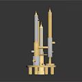 Elegant Golden Candle Lamp With Multiple White Candle Holders And Round Base