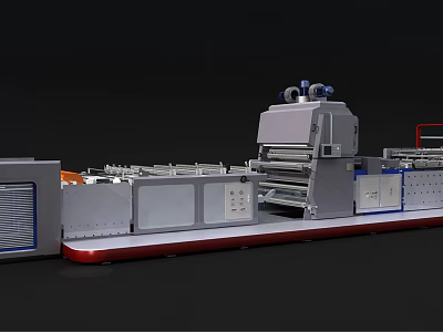 Automated Industrial Production Line Machinery With Conveyor Belt And Control Panel 3d model