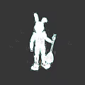 Purple Rabbit Game Character Holding Orange Guitar With Bow Tie And Plush Design