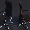 Modern Office Chair With Black And Red Mesh Back Metal Armrests And Swivel Base