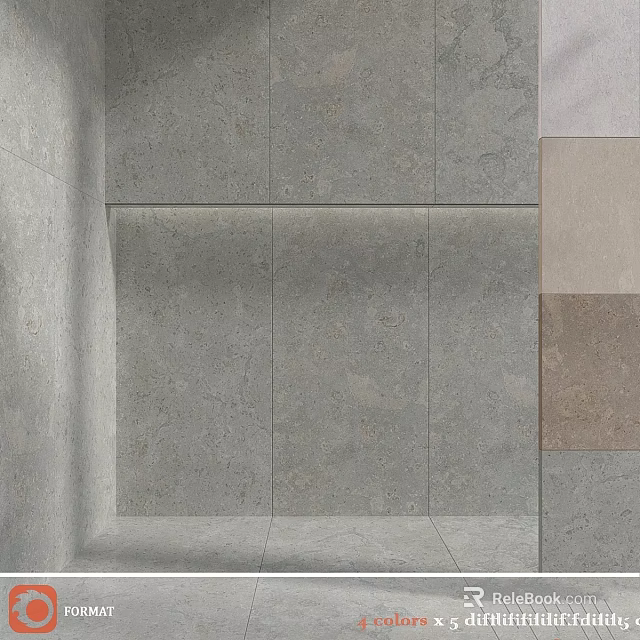 Stone Textured Tile Samples In Gray Beige Brown For Wall Floor Design 3d model