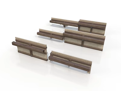 Wooden Train Track Model Set With Different Shapes And Curved Pieces 3d model