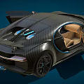 Carbon Fiber Super Car With Open Scissor Doors Blue Accents And Leather Seats