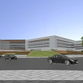 Modern School Building Complex With Central Sports Field And Green Surroundings