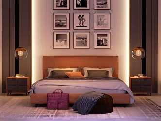 Background double bed 3d model