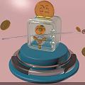 Transparent Safe With Yuan And Bitcoin Coins On Blue Base Metal Rings