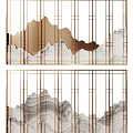 Modern Luxury Room Divider With Golden Frame Mountain Pattern And Marble Texture 3d model