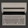 Vintage Desktop Computer Featuring Monitor Keyboard And Red Text On Screen