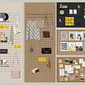 Practical Pegboard Wall Decor with Hanging Bags Photos and Storage Accessories