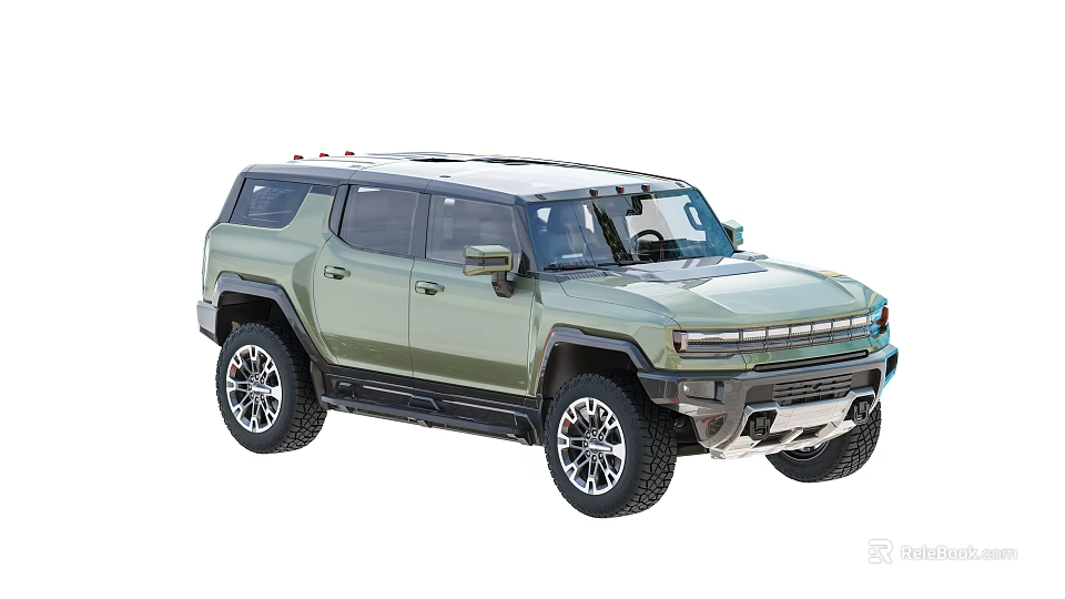 Light Green GMC Hummer EV SUV With Large Wheels And Sunroof 3d model 