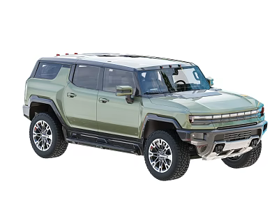 Light Green GMC Hummer EV SUV With Large Wheels And Sunroof 3d model