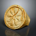 Ancient Stone Circular Living Utensil With Traditional Intricate Carved Flower Design