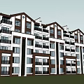 Modern Multi Story Apartment Building With White And Brown Exterior And Multiple Balconies
