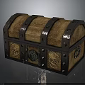 Vintage Wooden Chest With Metal Straps Clasps And Decorative Lock Design