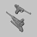Vintage Pistols with Metal Parts and Wooden Grips Classic Firearms Design